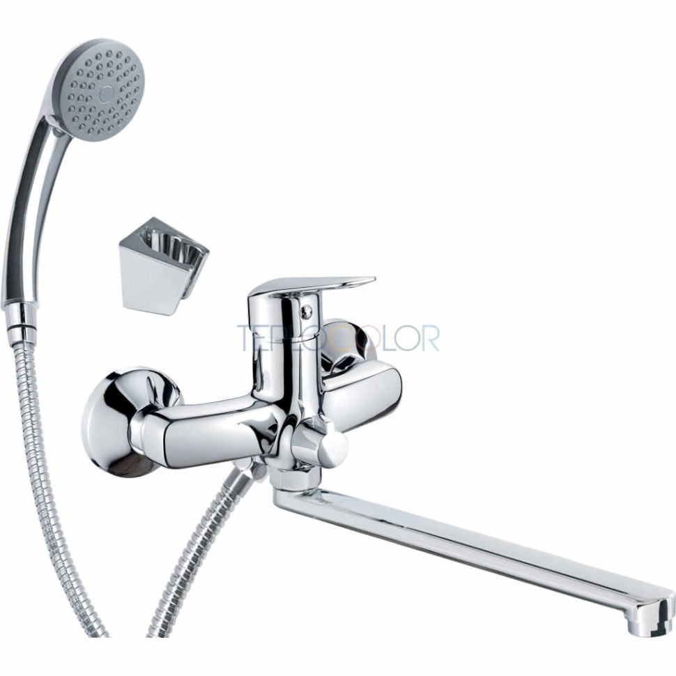 Смеситель для раковины, настенная, с удлиненным изливом - Подключение к шлангу и комплекту для душа