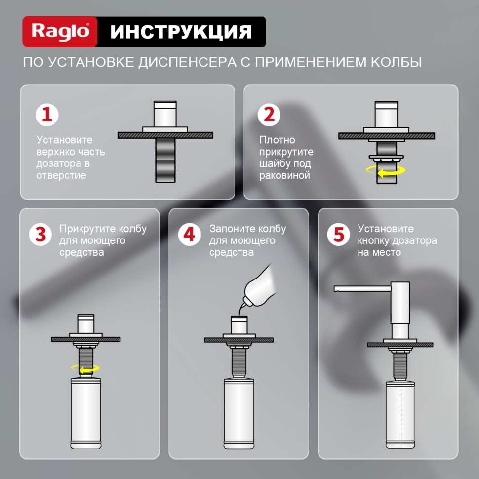 Кухонный диспенсер для моющего средства Raglo графит R720
