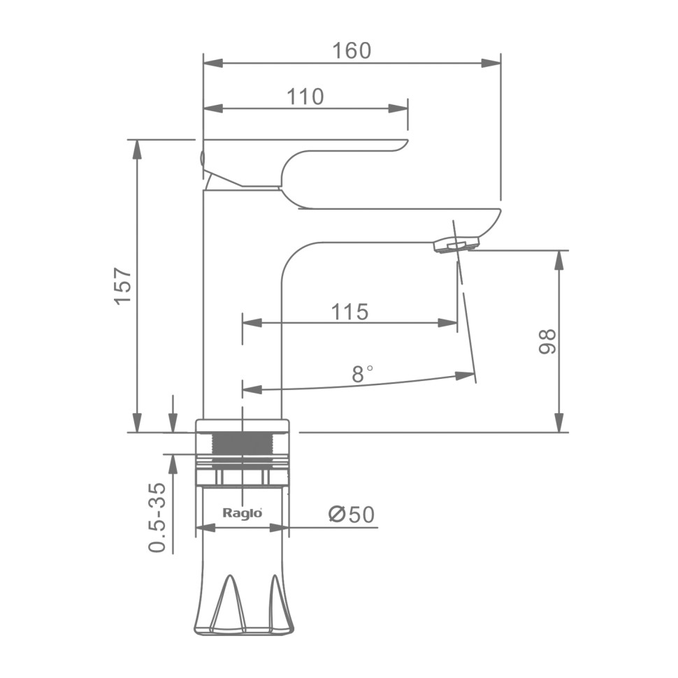 Смеситель Raglo для умывальника, хром