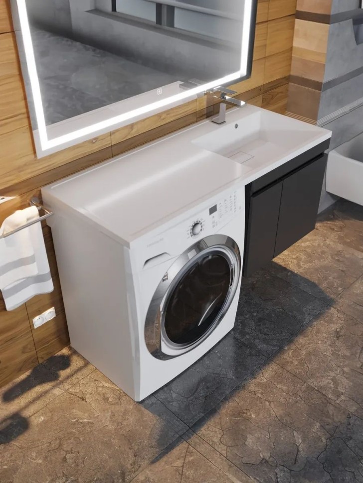 Тумба под стиральную машину подвесная Uperwood Magenta 55х50х55 см, черная, с дверцами