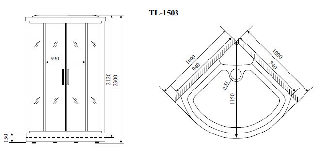 Timo Lux TL-1503 душевая кабина 102*102*230, турецкая баня хамам