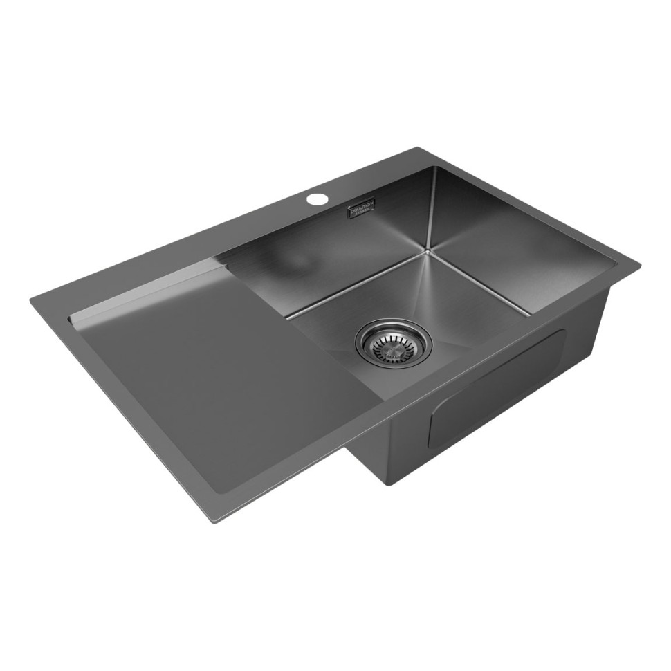 Мойка нерж. сталь AISI304 VELTEN 78F, PM807851-GMR, вороненая сталь, правая, 780х510мм, Starke-Paulmark