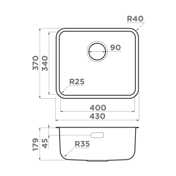 Кухонная мойка Omoikiri Omi 43-U/I Ultra Mini-IN нерж. сталь/нержавеющая сталь