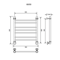 Полотенцесушитель водяной Veconi Voga , 50/60, хром