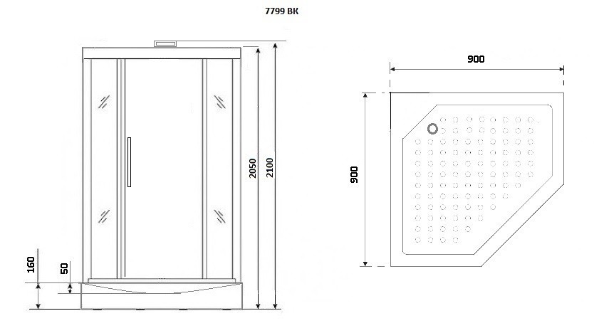 Душевая кабина Niagara Luxe NG-7799GBK (90x90х210) низкий поддон(15см),дверь распашная,стенки золото,без крыши,4 места