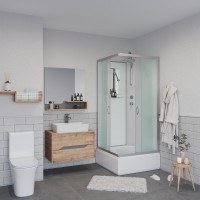 Душевая кабина Niagara Classic NG-1108-14BKT (90х90х210) средний поддон(26см),стекло матовое,4 места с полкой