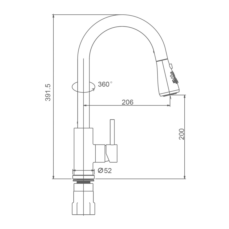 Смеситель Splenka для кухни с выдвижным изливом S203.49.06 Черный