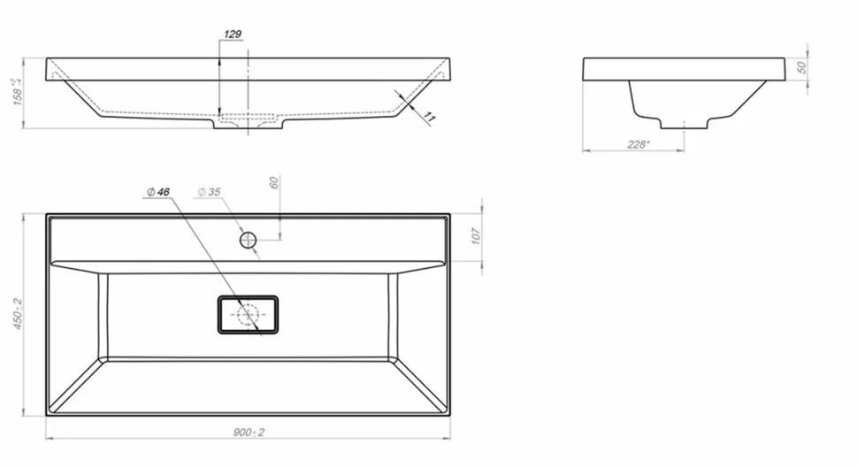 Раковина для тумбы OTTIMO BA900