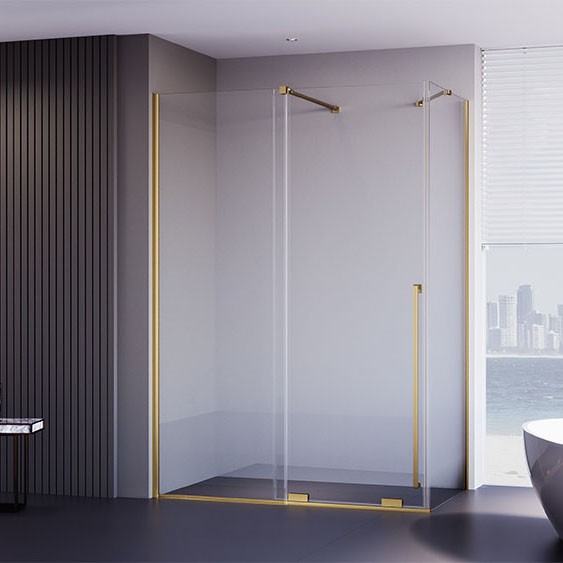 Душевой угол Premium Trento PTC-SP-50G, 1400х1000x2000, брашированное золото, стекло прозрачное