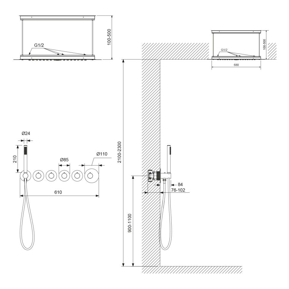 Душевая система встроенная с термостатом Timo Saona SX-2319/13SM никель