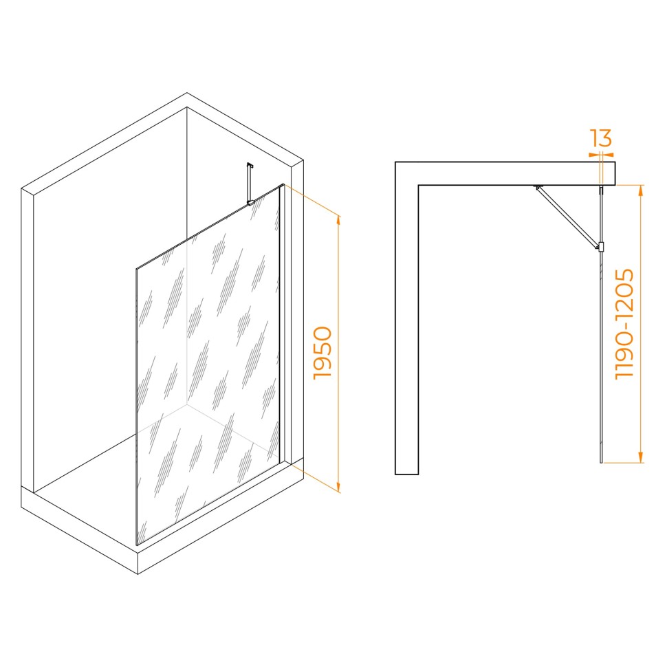 Душевая перегородка RGW WA-110B (Прозрачное, 1200)
