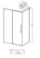 Боковая стенка Grossman Cosmo 200.K33.02.100.32.00 (100х195) золото сатин,стекло прозрачное, 1 место