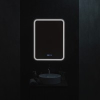 AQM9204 600х800 Зеркальный шкаф ЛЕВЫЙ с подсветкой, подогревом и часами, корпус Антрацит