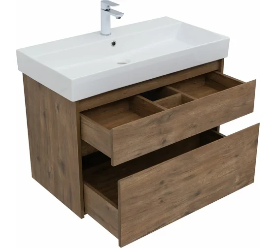 Тумба с раковиной Nova Lite 85 2 ящ. (SLIM SYNERGY) цв.дуб рустикальный