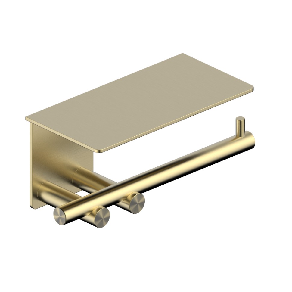 Бумагодержатель с полкой ABBER Osten 316 AA1830BG брашированное светлое золото