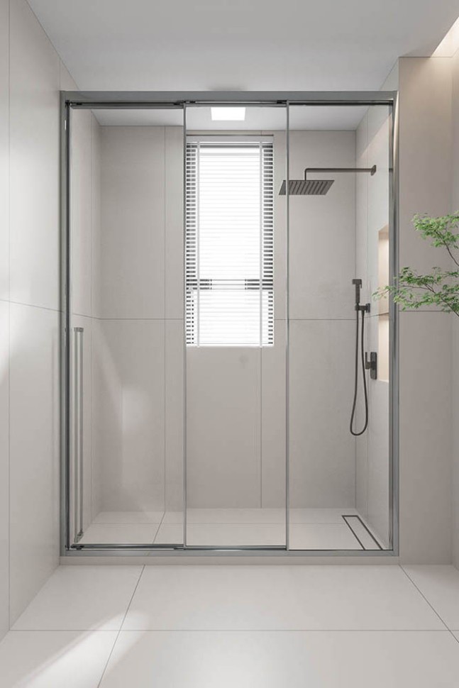 Душевая дверь раздвижная Premium Prato 300 CH-R, 1100х2000, хром, стекло прозрачное