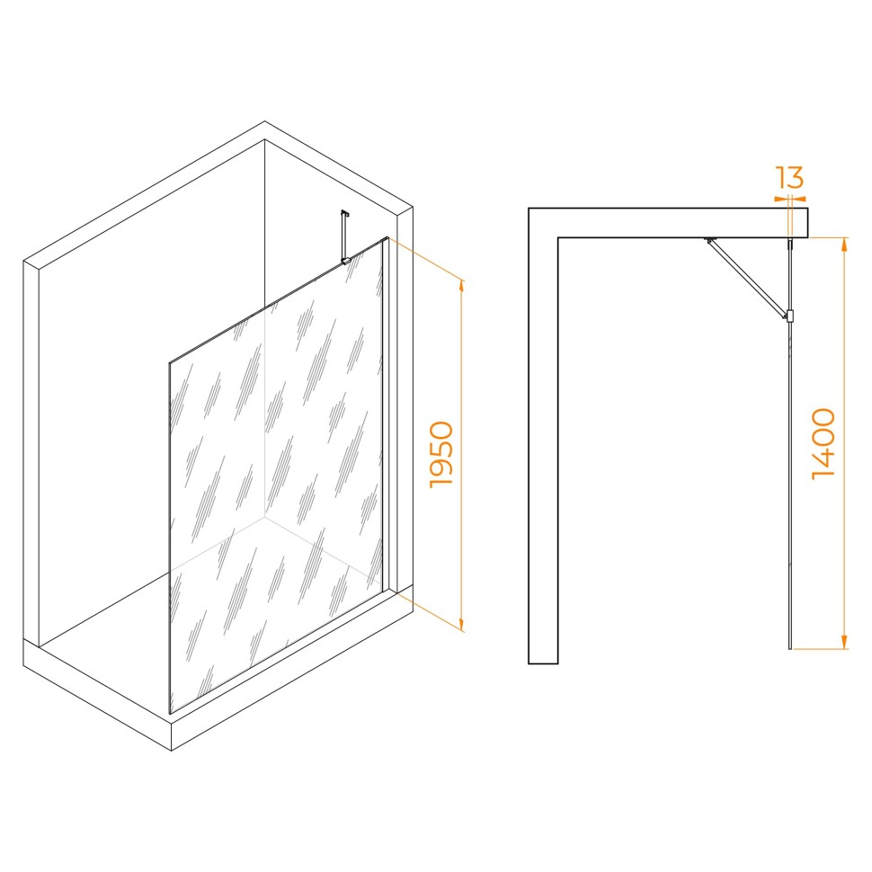 Душевая перегородка RGW WA-110B (Прозрачное, 1400)