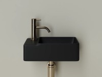 Умывальник подвесной прямоугольный (чаша справа, отверстие под смеситель слева) цвет черный матовый Element 395x220x125мм