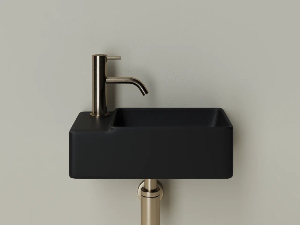 Умывальник подвесной прямоугольный (чаша справа, отверстие под смеситель слева) цвет черный матовый Element 395x220x125мм