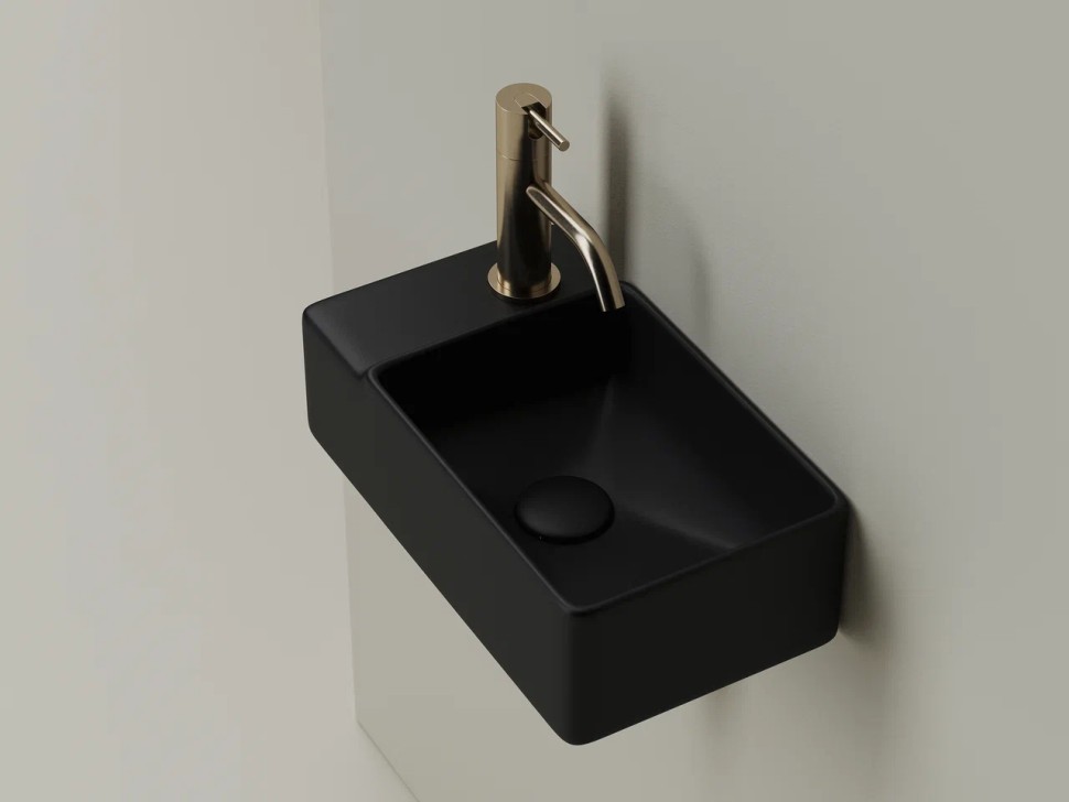 Умывальник подвесной прямоугольный (чаша справа, отверстие под смеситель слева) цвет черный матовый Element 395x220x125мм