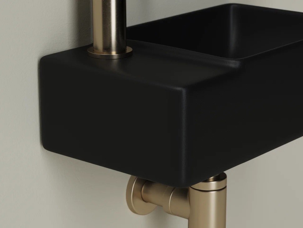 Умывальник подвесной прямоугольный (чаша справа, отверстие под смеситель слева) цвет черный матовый Element 395x220x125мм