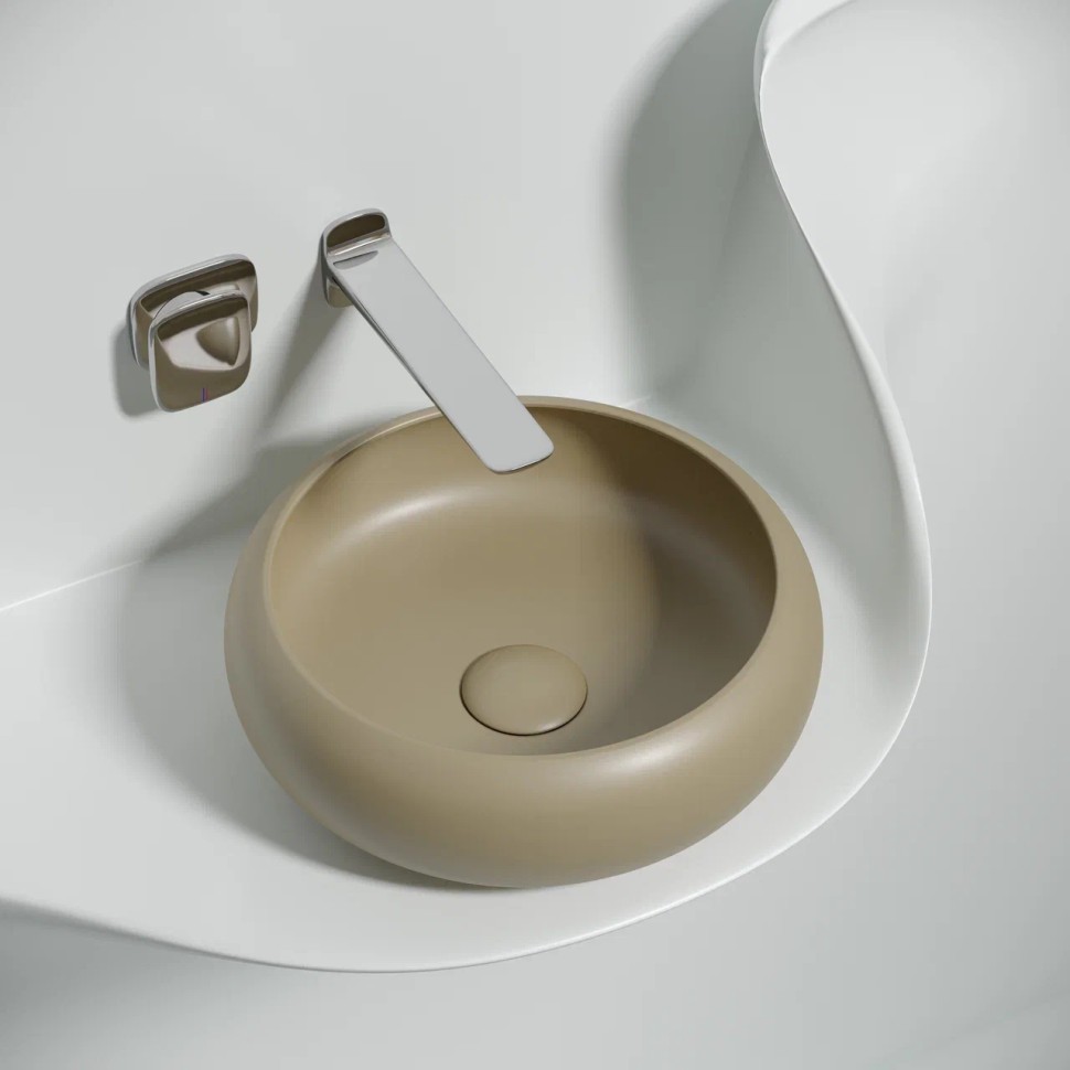 Умывальник чаша накладная круглая (цвет Капучино Матовый) Element 360x360x120мм