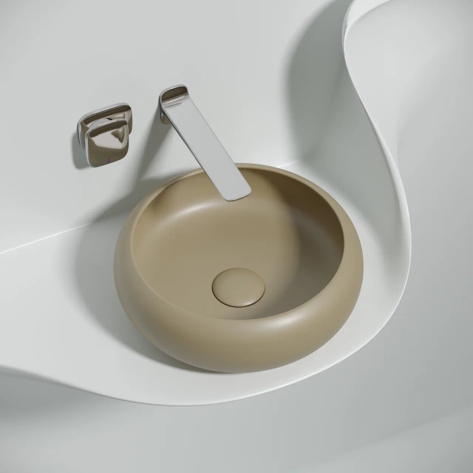 Умывальник чаша накладная круглая (цвет Капучино Матовый) Element 360x360x120мм