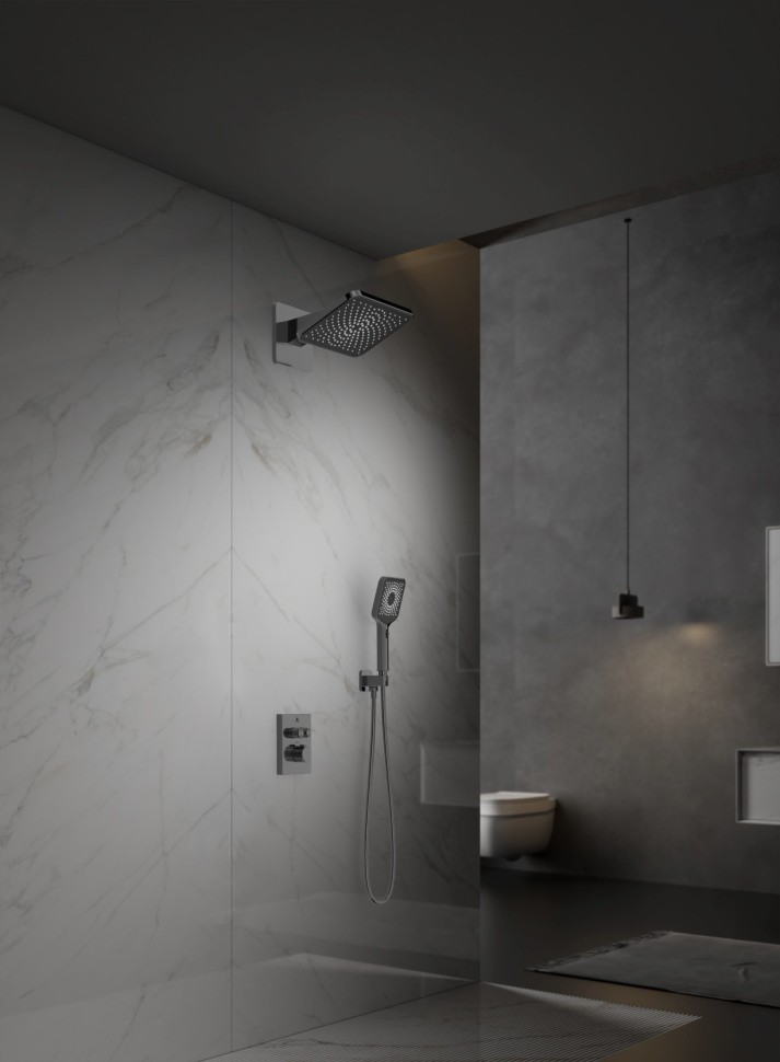 Душевой комплект Inspire VSFW-3I21MT4GM встраиваемый, термостат, двухрежимный, вороненая сталь