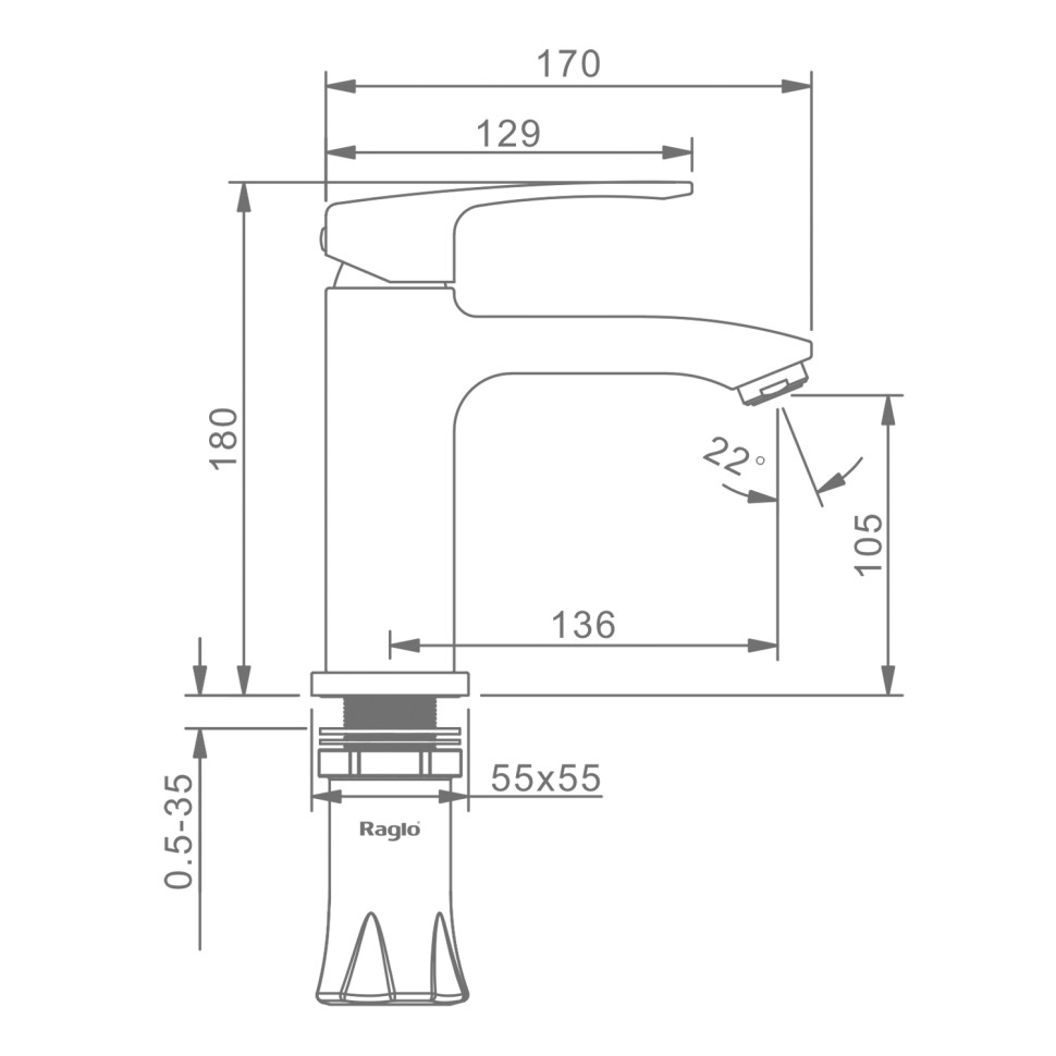 Смеситель Raglo для умывальника хром