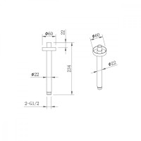 Держатель верхнего душа VENTAS R BLACK потолочный, 20 см, черный матовый