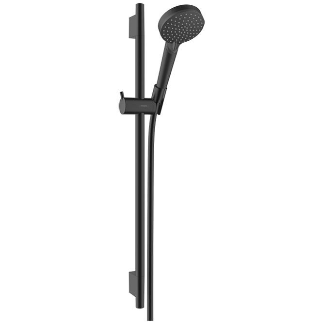Душевой комплект Hansgrohe Vernis Blend с штангой 65 см., ручным душем и шлангом, цвет: черный матовый 26422670