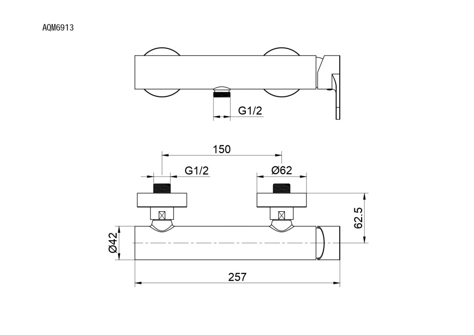 Смеситель для душа AQUAme Novara шлифованный металл AQM6913GM
