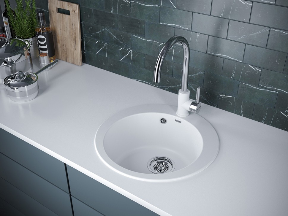 Мойка GELEGEN 50, IT-GRANIT, PM404800-WH, белый, D475 мм, Paulmark