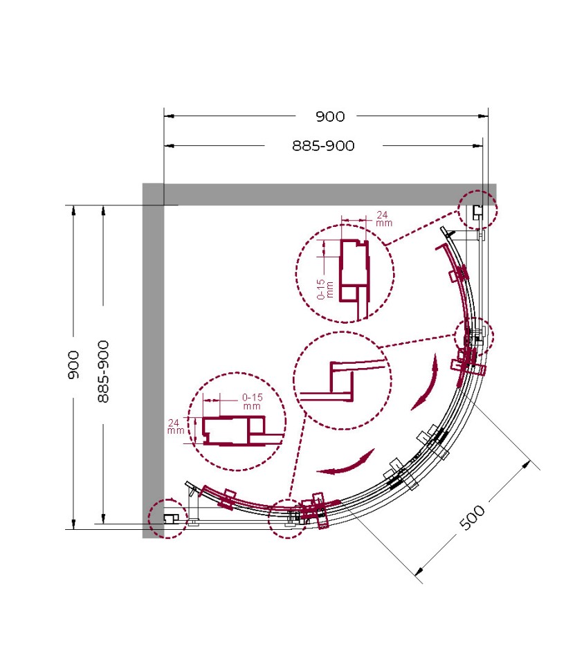 Душевой уголок BelBagno MARINO-R-2-90-C-Cr