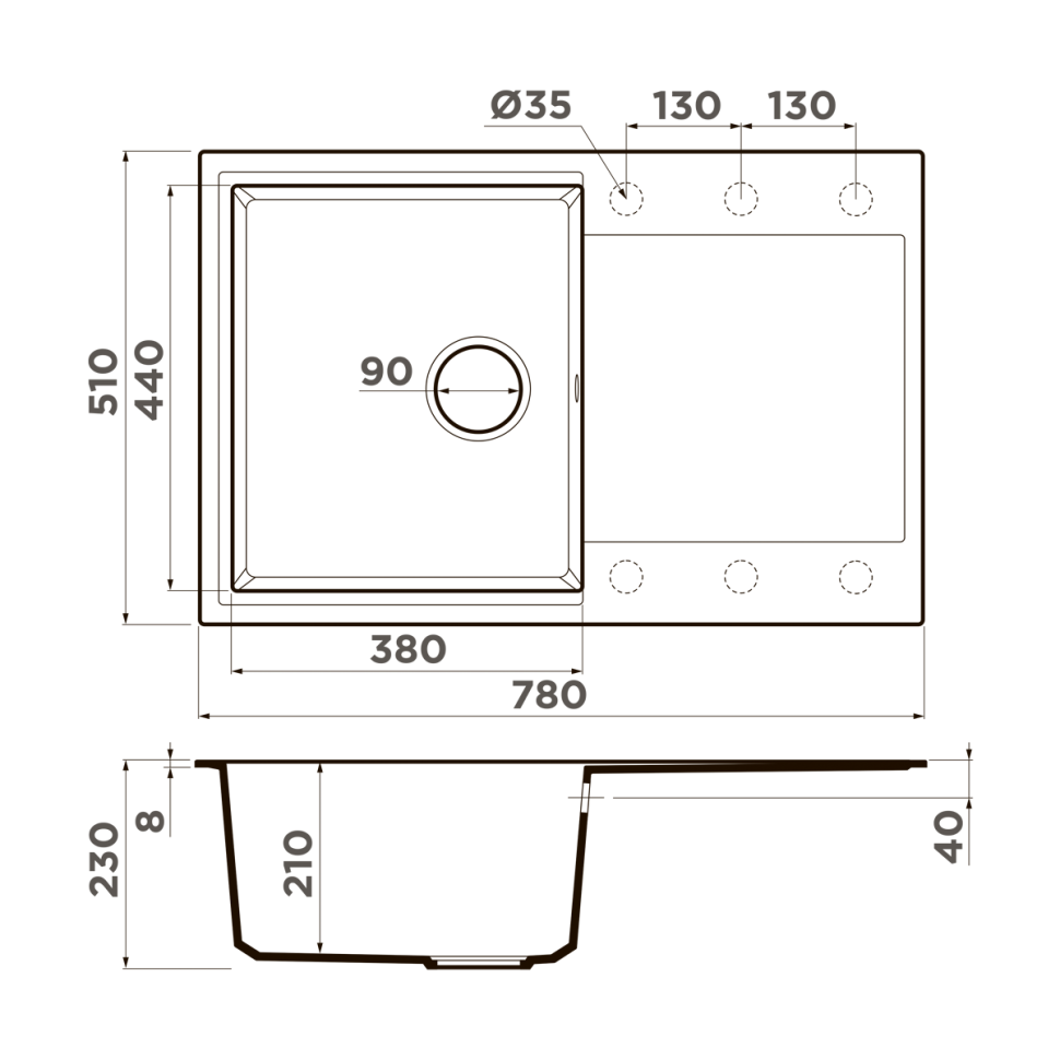 Кухонная мойка Omoikiri Daisen 78T-PL Tetogranit/платина