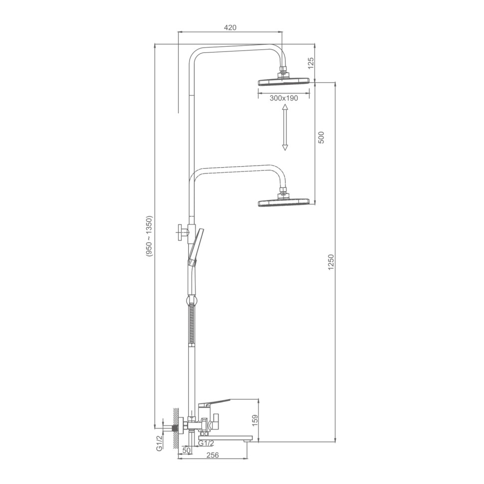 Душевая система Splenka для ванны и душа S40.24.07 Серый