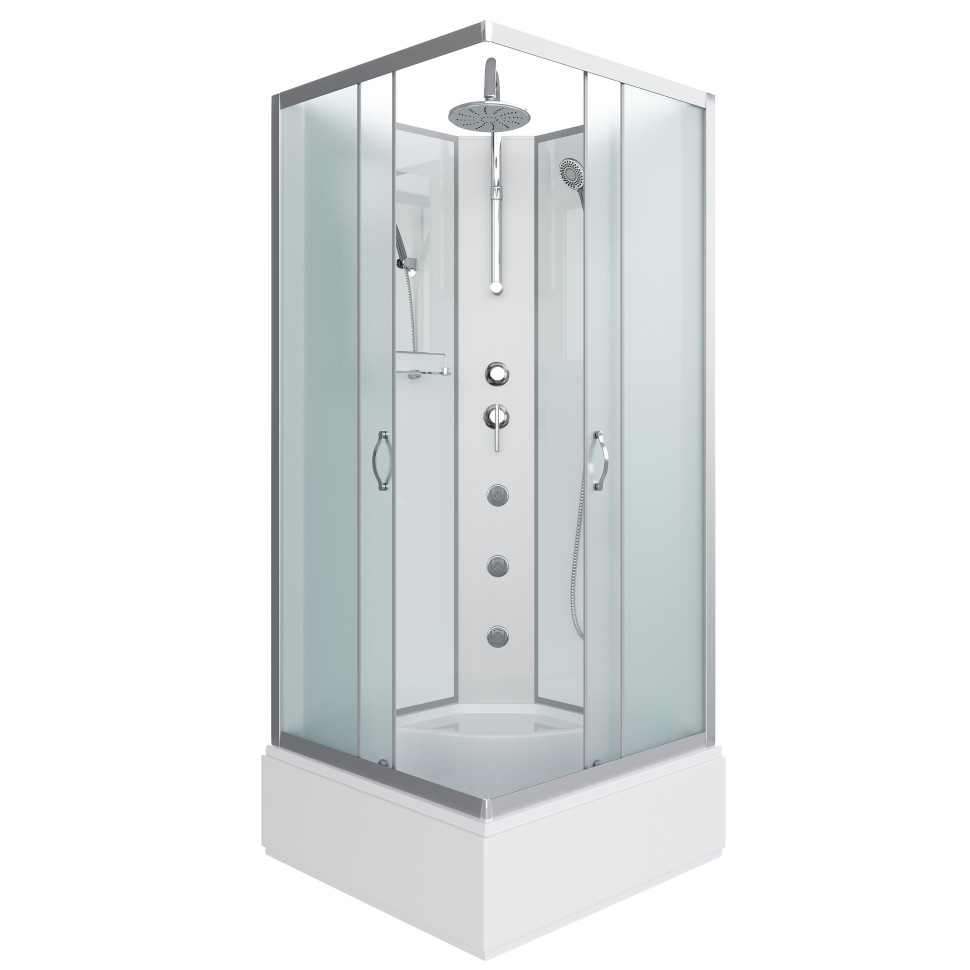 Душевая кабина Niagara Classic NG-1108-14BKTG (90х90х210) средний поддон(26см),стекло матовое,4 места с полкой