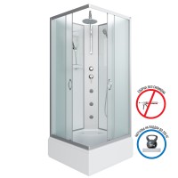Душевая кабина Niagara Classic NG-1108-14BKTG (90х90х210) средний поддон(26см),стекло матовое,4 места с полкой