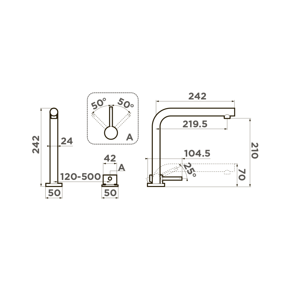 Смеситель для кухни Omoikiri Nara-C латунь/хром