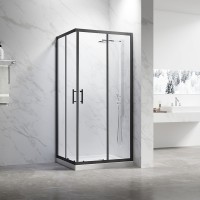 Душевой угол Veconi Rovigo RV-27B, 800х800х1900, черный, стекло прозрачное