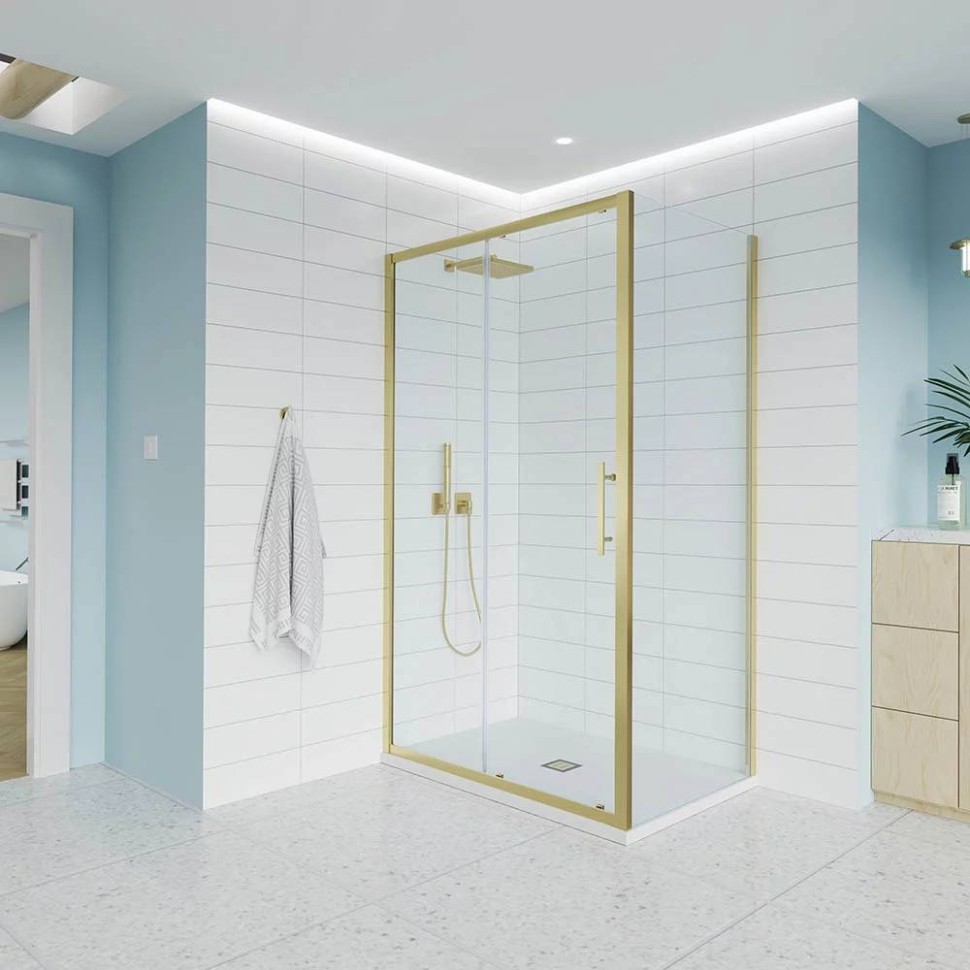 Боковая панель Evo SP G, 1000x1953, золото брашинг, прозрачное стекло