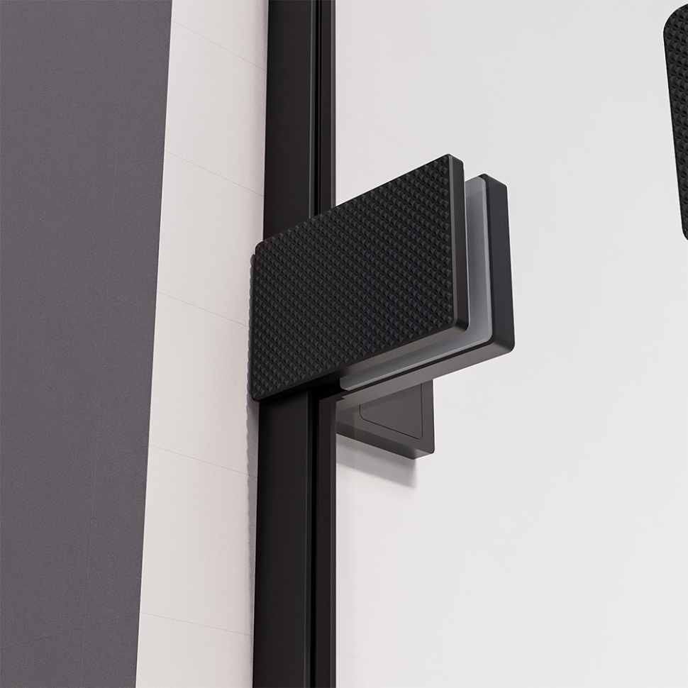 Душевой угол распашной Veconi Premium Alassio SP BB, 1500х900x2000, черный матовый, стекло черное