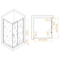 Душевой уголок RGW PA-245 (Прозрачное, 900x1000)