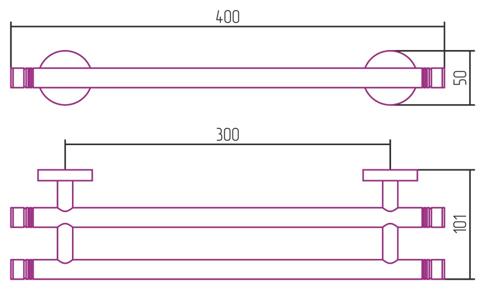 Держатель полотенец Каньон двойной / L 400
