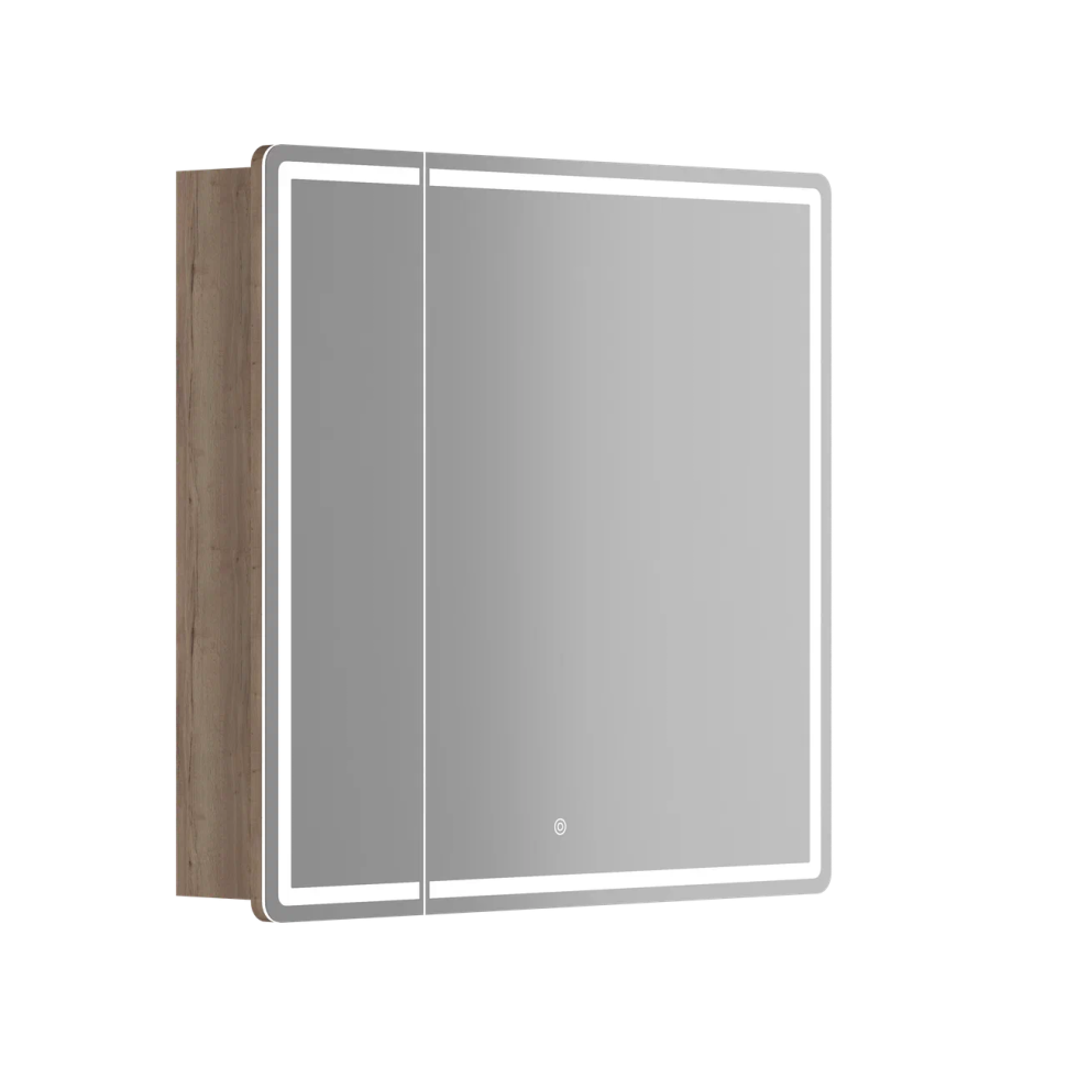 Зеркальный шкаф для ванной комнаты SANCOS Mirror 790x150х740 мм, с LED подсветкой, цвет дуб галифакс натуральный, арт. MI80EG