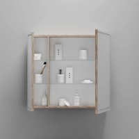 Зеркальный шкаф для ванной комнаты SANCOS Mirror 790x150х740 мм, с LED подсветкой, цвет дуб галифакс натуральный, арт. MI80EG