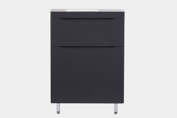 Тумба напольная STYLELINE "Бергамо мини 60" (2 ящ.) Люкс антискрейтч черный, PLUS с раковиной Каре Люкс МИНИ 600х350