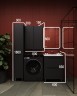 Тумба напольная STYLELINE "Бергамо мини 60" (2 ящ.) Люкс антискрейтч черный, PLUS с раковиной Каре Люкс МИНИ 600х350