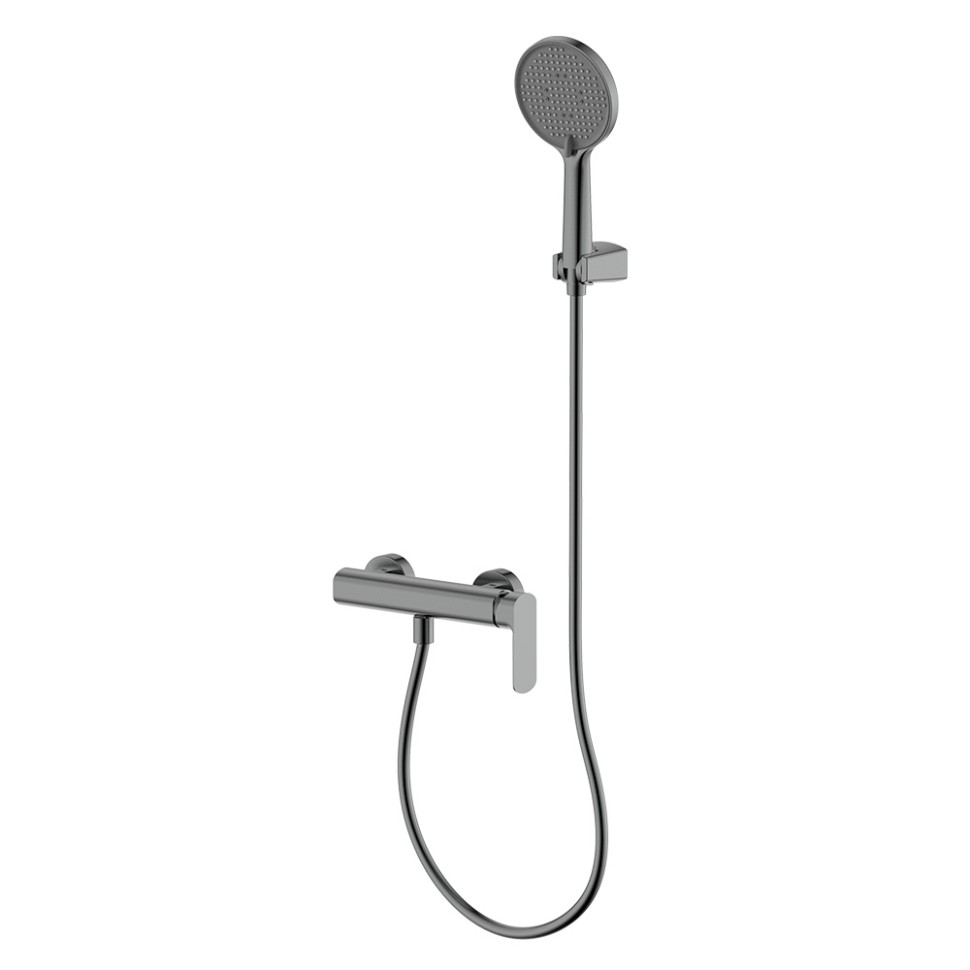 AQM6313GM Monza Смеситель для душа однорычажный, с душевым набором, 3 режима, серый матовый