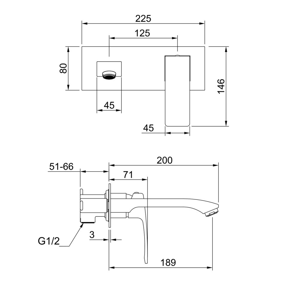 Смеситель Raglo встраиваемый для умывальника хром